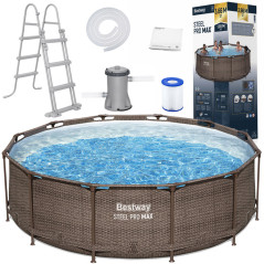 Каркасний круглий басейн Bestway 12FT Rattan 366x100cm 56709